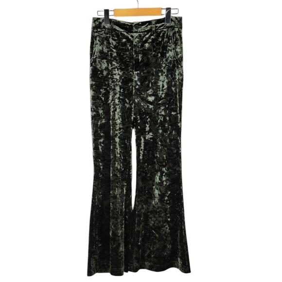 Noisy May Nattie High Waist Flare Velvet Pants Olive Green Stretch Size Small/30 - Picture 2 of 16